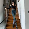 Korean New High-waist Slim Jeans for Women In Spring and Autumn Hot Small Pencil Pants Slim-fitting Pants
