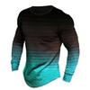 T-shirt da uomo a maniche lunghe con scollo rotondo, a righe, stampate digitalmente, alla moda, stile di strada