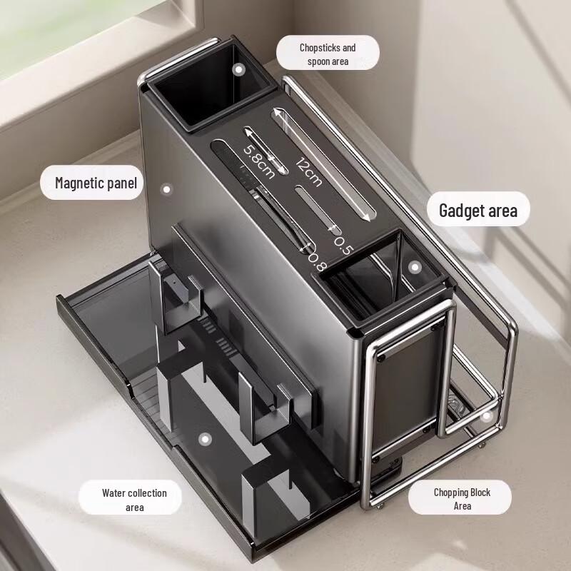 Wall-mounted Kitchen Storage Rack with Knife Holder