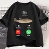 Fih Calling Remind Me Message Decline Accept Phone Call Fish Tshirts Funny Fishman Outfit Tshirts Men Women Cotton Casual Tees
