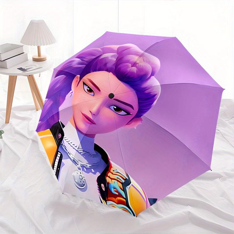 Ombrello pieghevole KPop Demon X con apertura e chiusura automatica, struttura a 8 stecche e design compatto da viaggio, perfetto per tutte le occasioni | Elegante