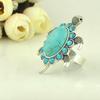 Women's Turquoise Tortoise Pattern Blue Rhinestone Inlaid Finger Ring