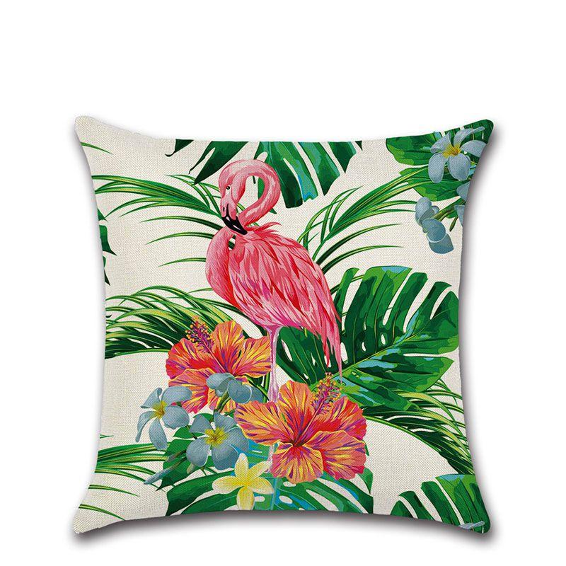 Luxurious Flamingo Tropical Monstera Cotton Linen Cushion Cover For Chic Living Spaces