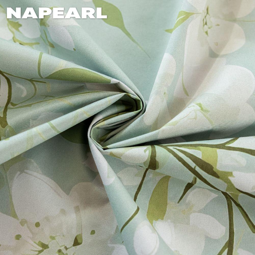 1 ks NAPEARL Módní a všestranné závěsy se zeleným potiskem gardénie Plně zatemňovací závěsy do ložnice, obývacího pokoje, na balkonové okno pro domácí dekoraci
