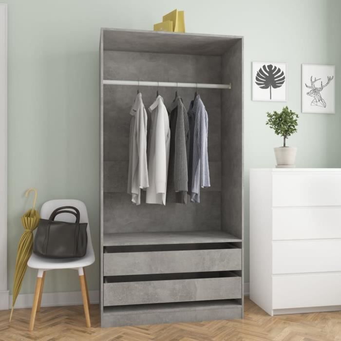 VidaXL Garde-robe Gris béton 100x50x200 cm Bois d'ingénierie 800607