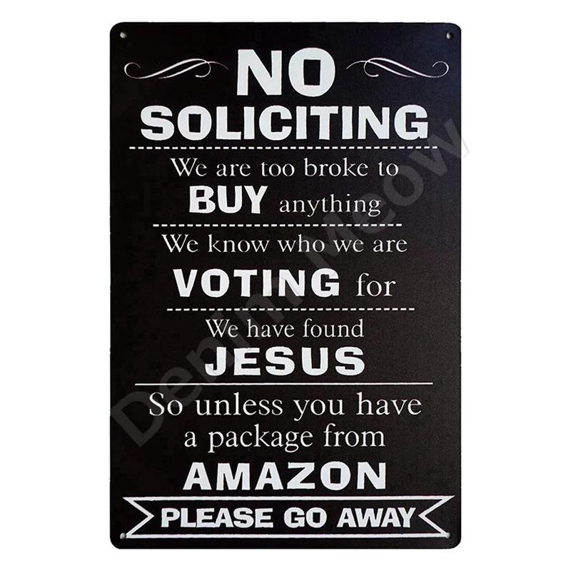 No Soliciting Funny Metal Sign for House Office Shop Decor Please Do Not Knock Or Ring Doorbell Warning Sign Halloween Decor