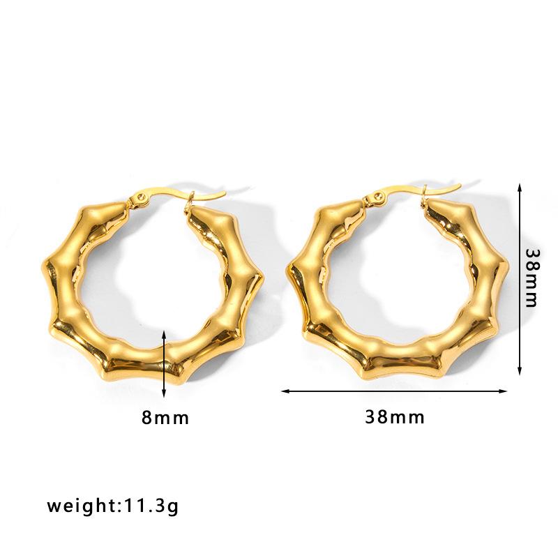 Gold Color Stainless Steel Hoop Earrings For Women Ear Drop Stud