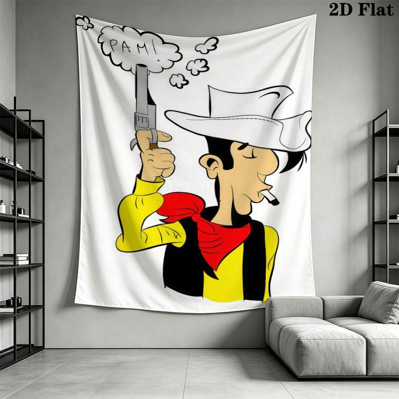 Lucky Luke Soul Wall Tapestry Aesthetic Wall Hanging Printed Fabric Blanket Decorative Tapestries for Bedroom Living Room Home Decor