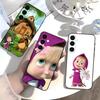 Cute R-Masha and Bears Phone Case For Samsung Galaxy A73,A72,A71,A70,A52,A51 Others Soft Black Cover