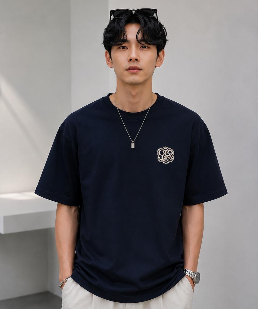 Seuteijial Signature Serve Short Sleeve T-Shirt [Navy]