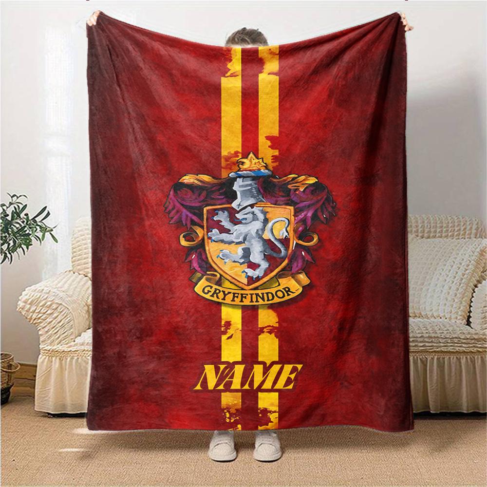 Custom Name Gryffindor Pride Loyalty blanket for Couch & Bed, Plush Cozy Fuzzy Blanket Super Soft & Warm Blankets for Fall and Winter. 090896