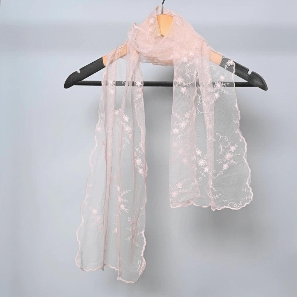 Silk Embroidered Flower Shawl Polyester Long Hijab Scarf Fashion Spring Silk Scarf  Gift розовый