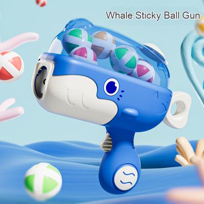 Cute Cartoon KidsWhale Sticky Ball Gun Indoor and Outdoor Parent Child Interactive Shooting Competition Puzzle Toys for Children