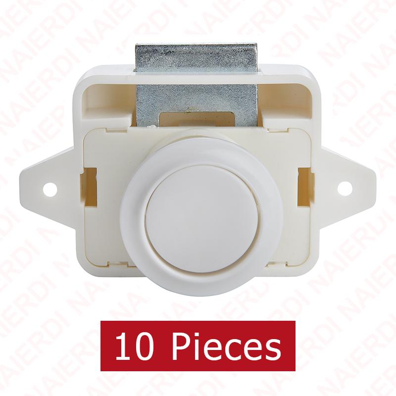 

10PCS NAIERDI Diamete 26mm Camper Car Push Lock RV Caravan Boat Motor Home Cabinet Drawer Latch Button Locks Furniture Hardware білий
