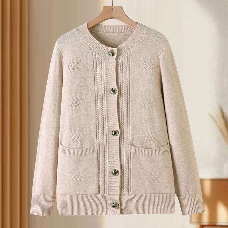 

Великий розмір 4XL-7XL Осінній кардиган з довгим рукавом для жінок Светр Елегантний трикотажний верх Повсякденний одяг для жінок середнього віку 7XL