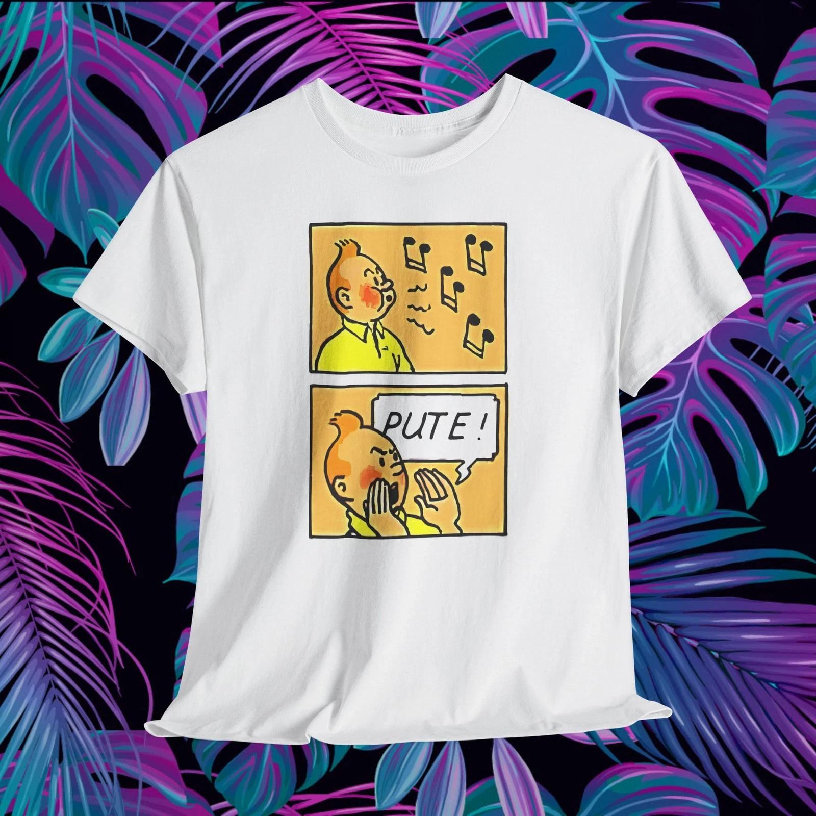 Тинтин Шлюха Свисток Забавная Футболка Новинка 100% Хлопок Футболка черный юмор унисекс 2XL