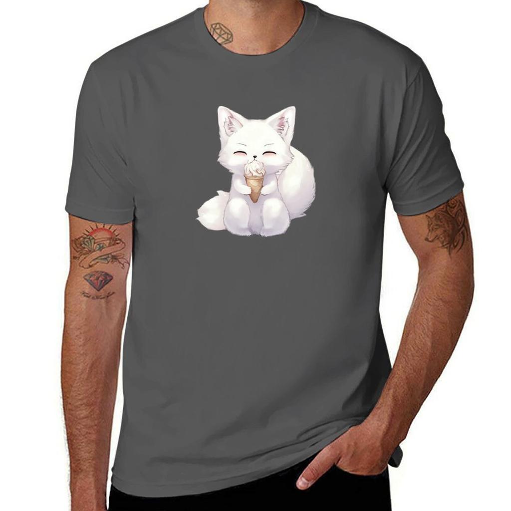 Arctic Fox and Ice Cream TShirt Soft Cotton Print TShirt