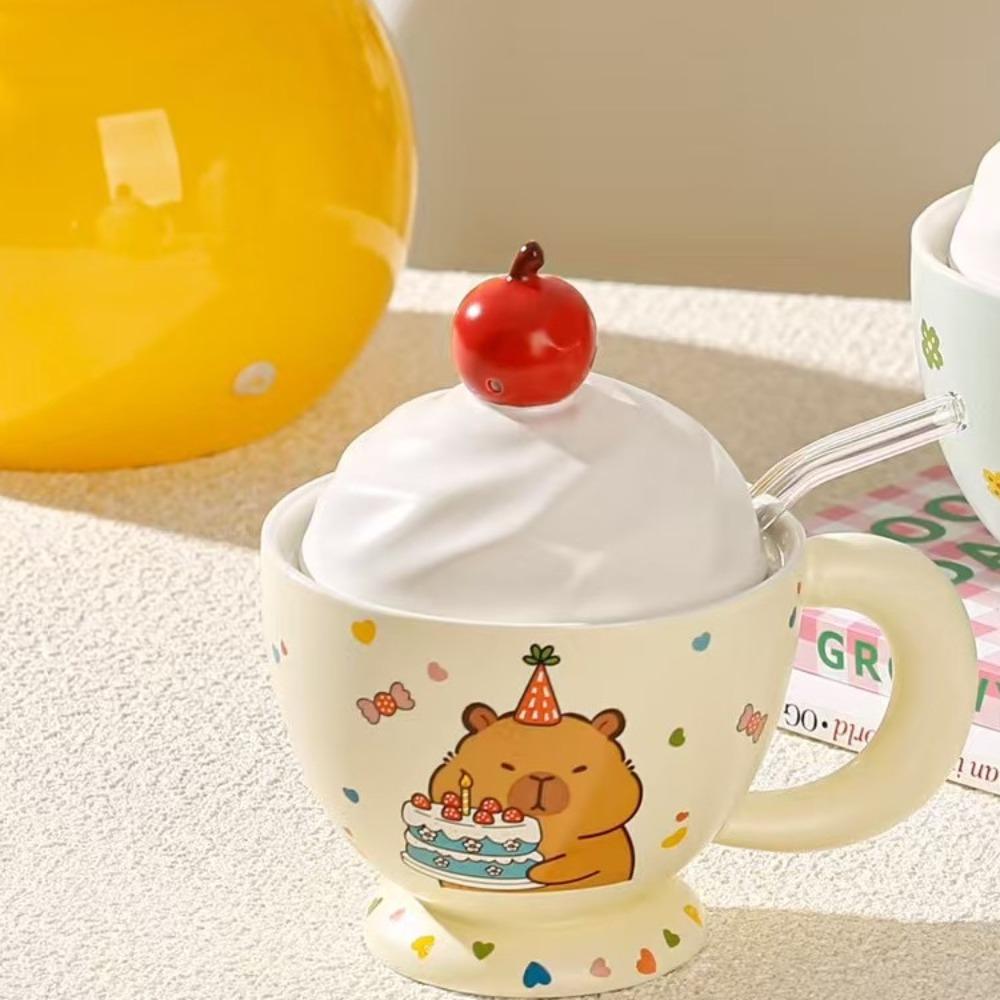 Ceramic Mug Girl Cute Household Drinking Cup New 2024 Dormitory Breakfast Coffee Cup Office