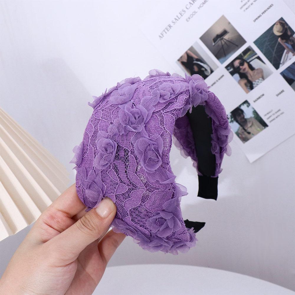Non-slip Wide Hair Hoop Spring Mesh Flower Headband Lace Headband Korean Hairbands Women Hair Hoop