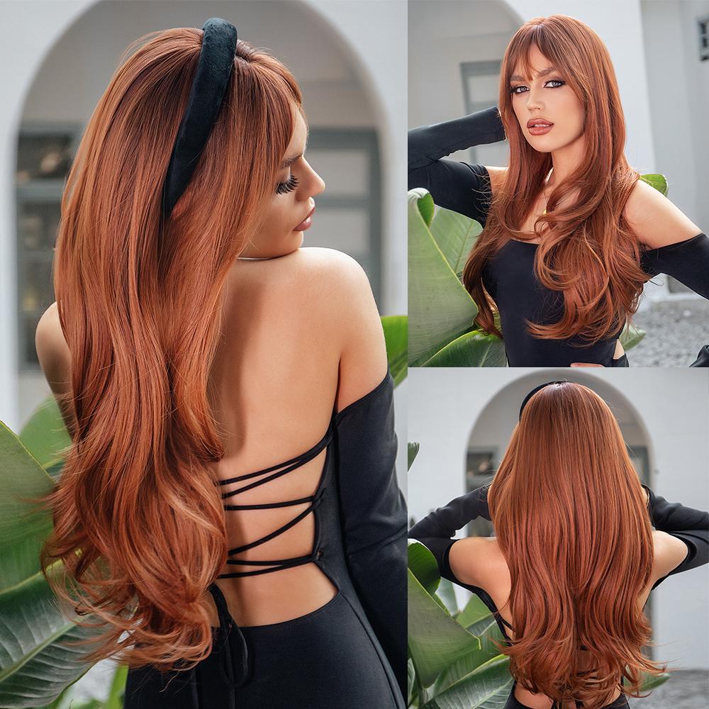 Blue Ombre Long Wavy Synthetic Wigs for Women Cosplay Wig Body