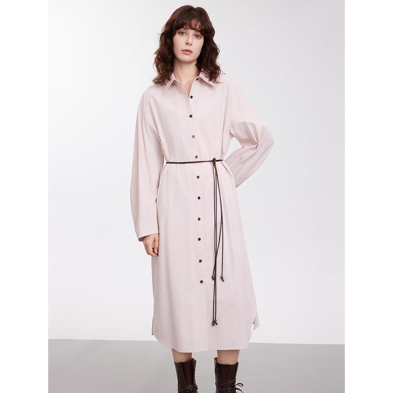 ELLE French Commuter Contrast Belt Shirt Dress