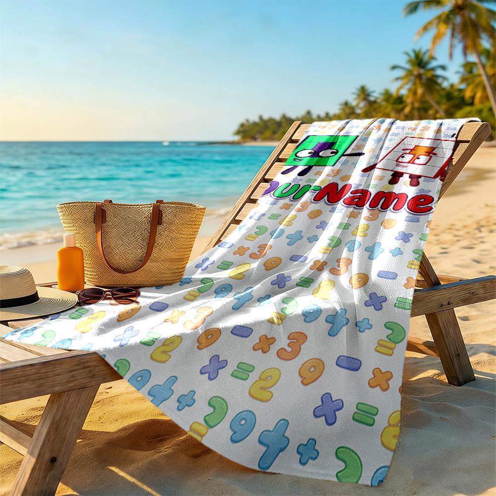 Numberblocks Customize Text Beach Towel Soft Durable Quick-Dry Portable for SwimmingBeachCamping Travel Beach AccessoriesGym