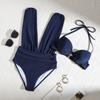 Women's New Deep V Hard Cup Push Up Underwear Sexy High Waisted Bikini Two Piece Swimsuit