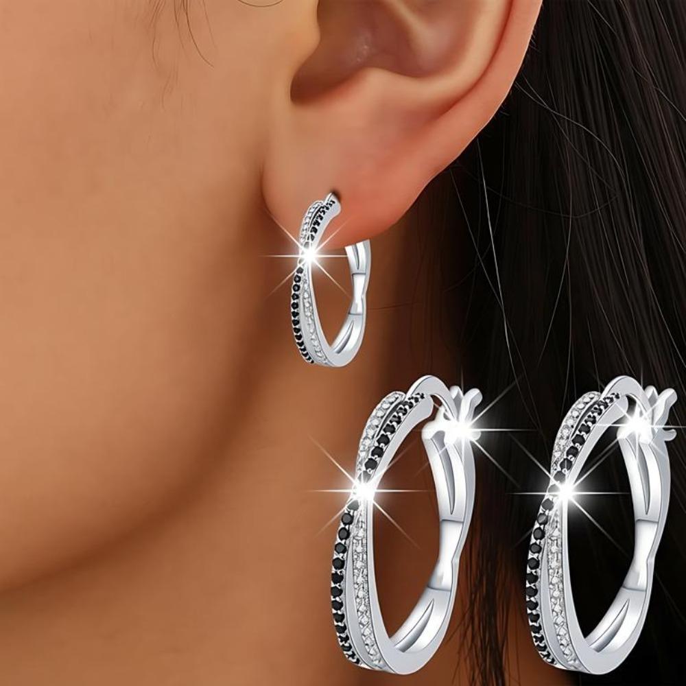 Black Awn Fashion Classic Hoop Earrings Cross Earrings