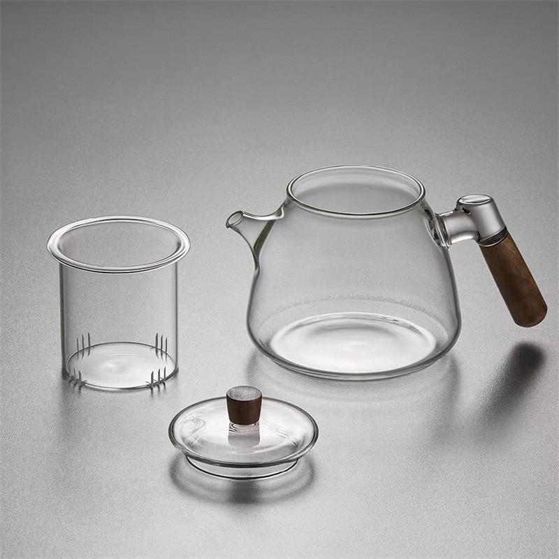 800ML Wooden Handle Heat-resistant Glass Teapot With Infuser Filter Cookig Loose Leaf Tea Maker Puer Oolong Tea Pot Tea Set