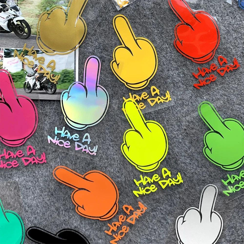 Middle Finger Refletor Moto Stickers Motorcycle Accessories Decals for Honda PCX125 Yamaha R1 Kawasaki z900 'HAVe A Nice DAY ! '