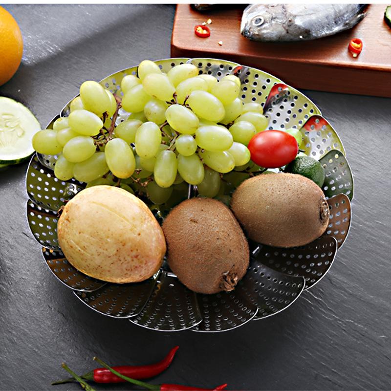 Stainless Steel Folding Steamer Cookware and Utensils for Cooking Steam Vegetable Kitchen Fruit Food Basket Mesh Steamer Rack