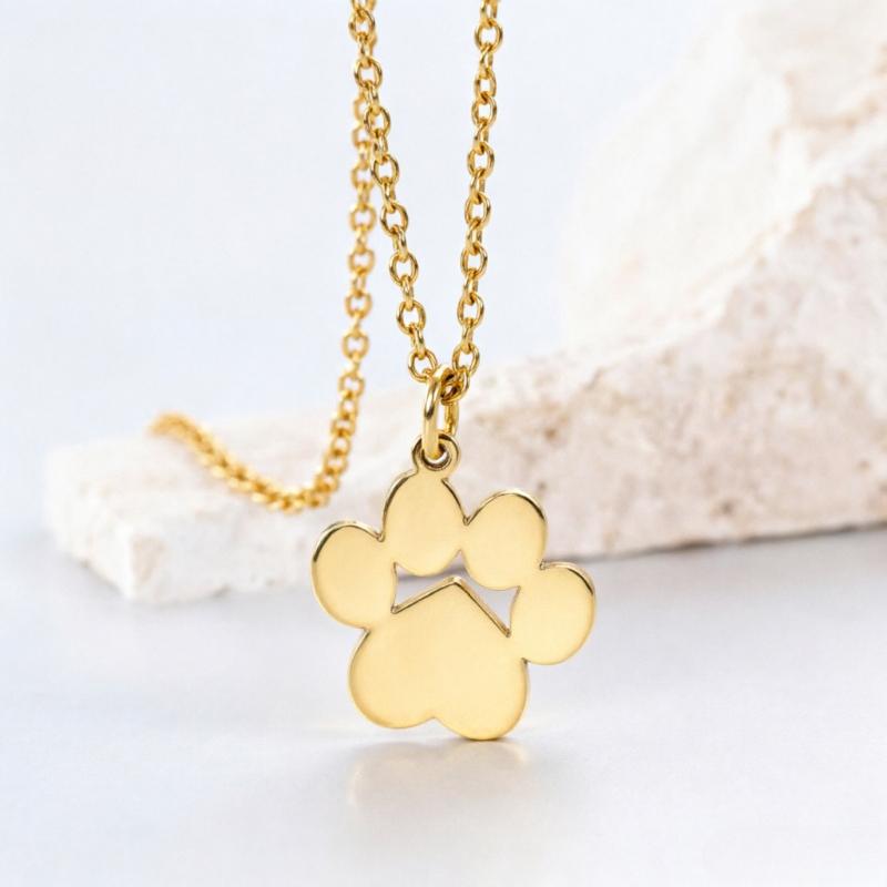 Stainless Steel Cat Paw Pendant Necklace Animal Paw Charm Choker Necklace Cat Paw Print Necklace Women Jewelry Simple Design