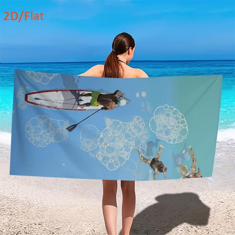 Paddle Board Surfer Beach Towel, Soft Microfiber Quick Dry Oversized Bath Towel, Summer Water Sports Pool Blanket 1pcs