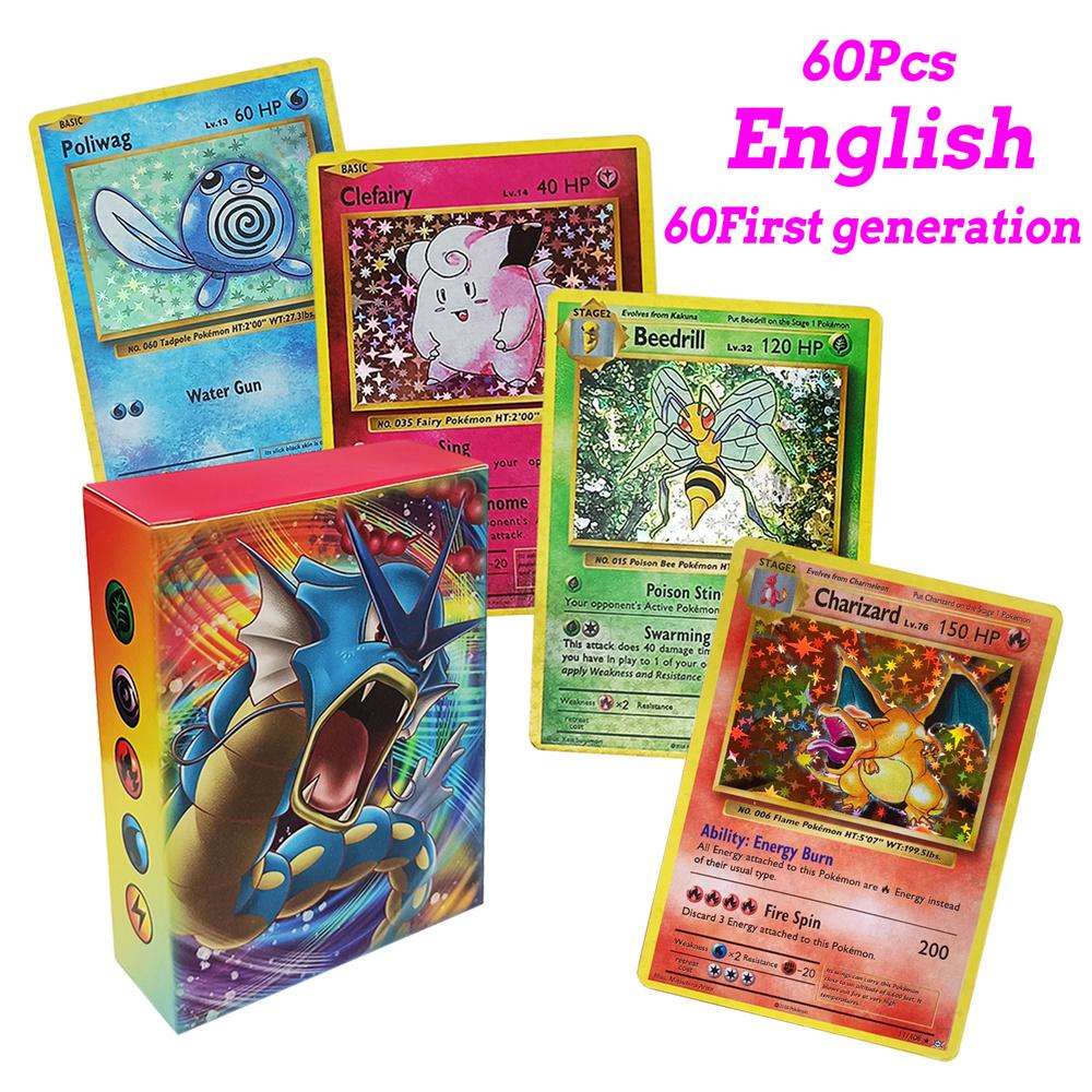 60-100Pcs New English French Spanish Pokemon Cards GX MEGA EX TAG TEAM Vstar Game Battle Card Hot Sale Collection Card Kids Children Gift Present