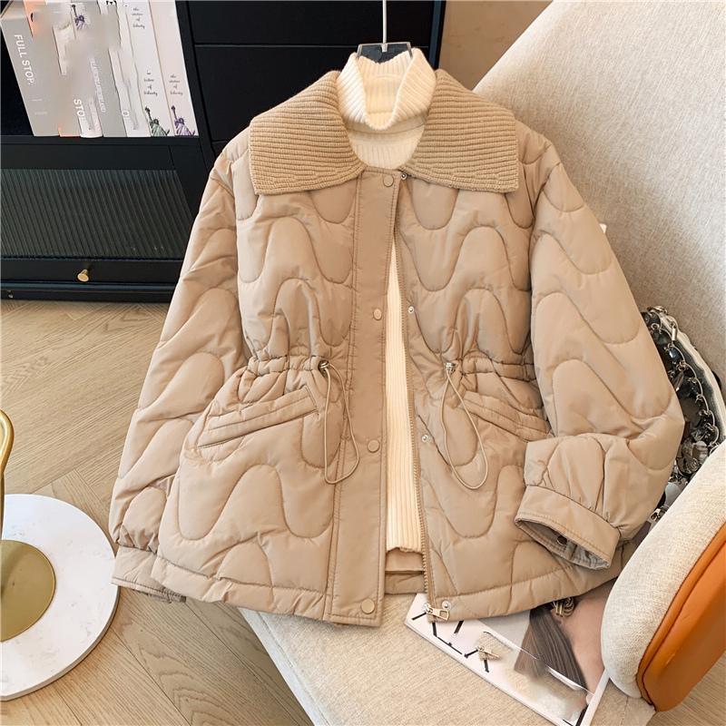 Thickened Down Cotton Padded Coach Women's Winter Fashion Stylish Versatile Petite Padded Jacket Lapel Cotton Padded Coat