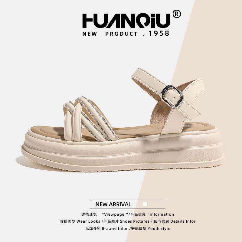Global New Platform Sandals Women's Shoes XHQ-GH123 Straps New Casual Versatile One-word Buckle Beach Shoes Women
