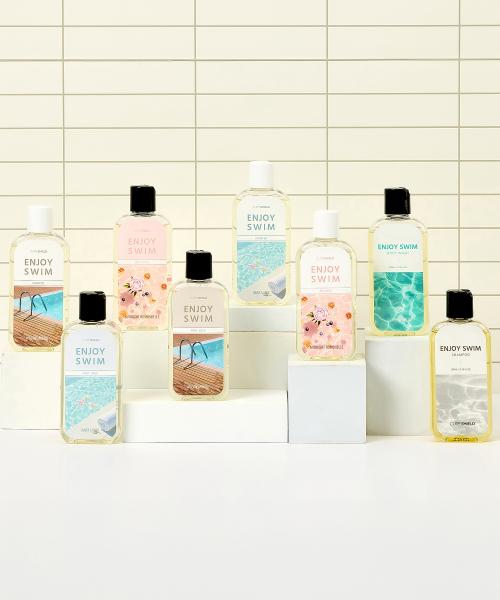 

Cureshield Enjoy Swim Shampoo Body Wash Basic Set Pool Chlorine Odor Remover 200ml Baby powder set