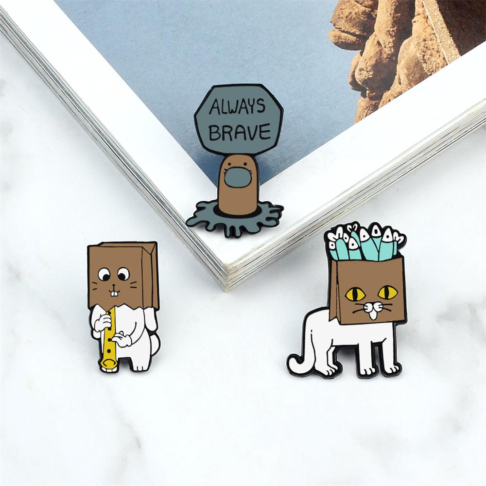2-4pcs Creative Brooch Sets Punk Skeleton Animal Ghost Enamel Pins Cartoon Cats Earth Medical Money Badge Jewelry Gifts for Kids