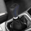 uxcell Black Universal 5-Speed PU Leather Manual Stick Shift Knob Auto Car Gear Lever Shifter with Hole Blue Stitching