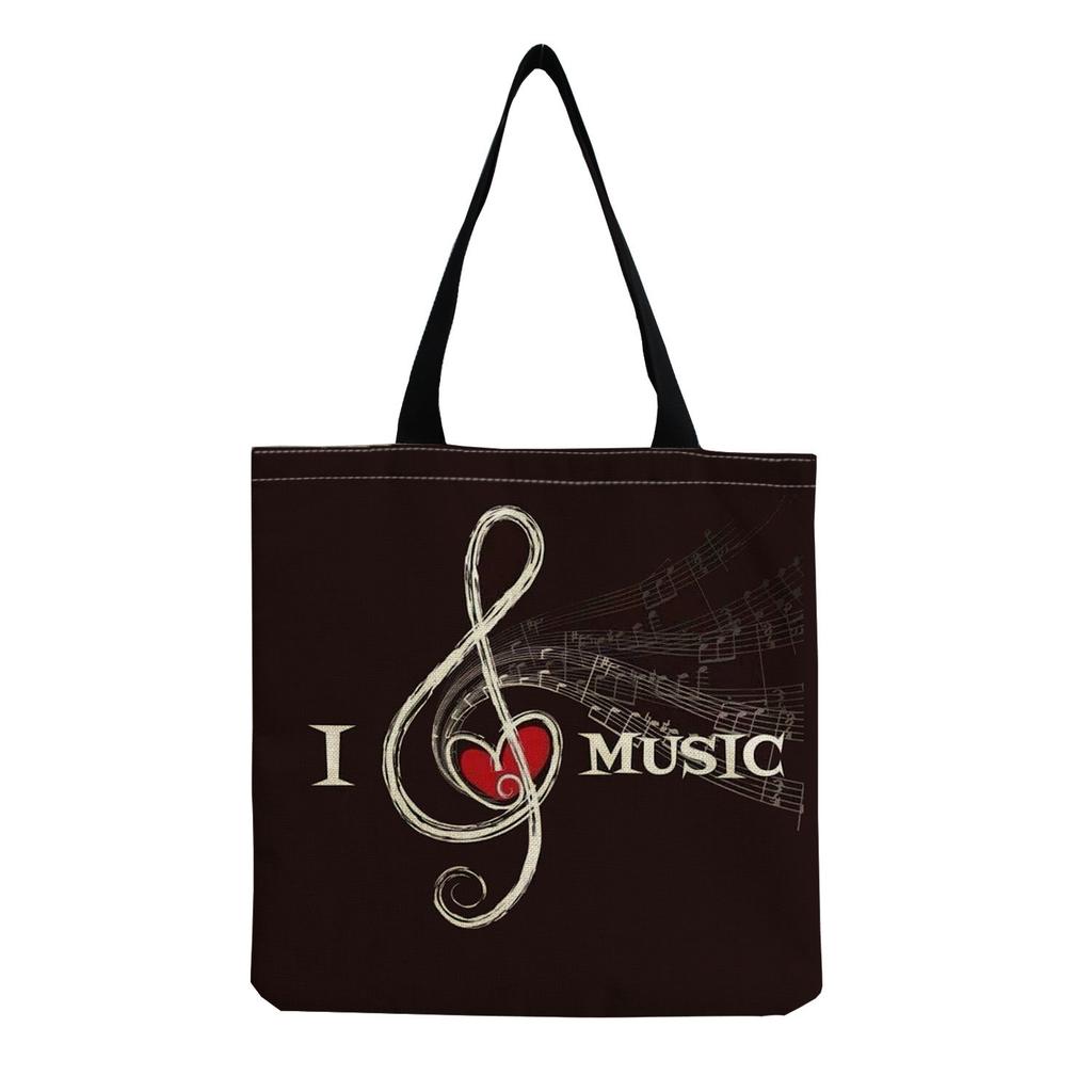 Sac Cabas Vintage en Lin pour Femme - Grande Capacité Sac à Bandoulière Imprimé Piano pour Usage Quotidien & Courses KTB