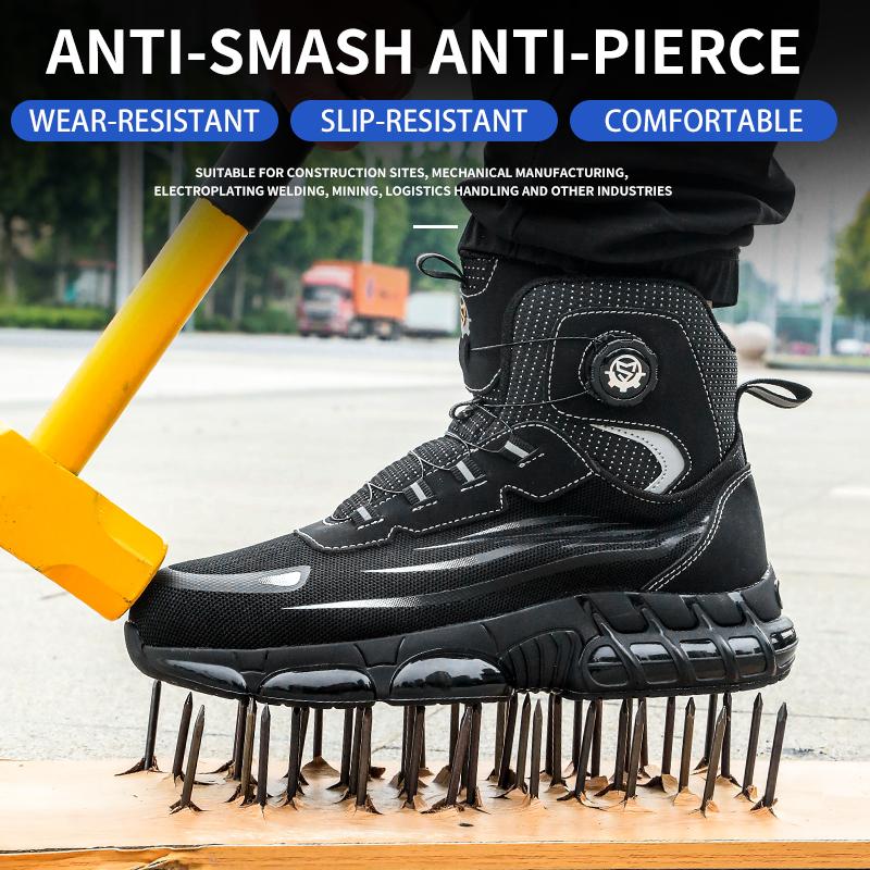 High-Top Rotating Buckle Safety Shoes for Men and Women, Labor Protection Shoes, Protective Shoes, Work Shoes, Shock-Resist
