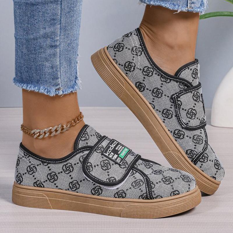 Módní Retro Květinová Výšivka Tenisky Dámské Suchý zip Černé Baleríny Boty pro Ženu Jaro Podzim Svrchní Oblečení Lehké Vycházkové Boty Mujer