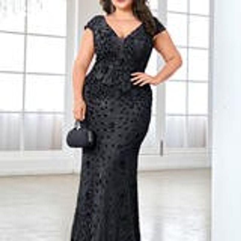 European and American Plus-Size New Sequined Evening Dress for Women, Sexy and Elegant Fitted Mermaid Gown, Long Style for Toasting