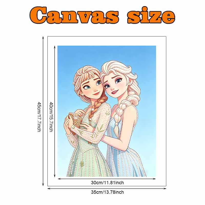 Disney Pearl Painting Frozen Anna and Elsa Sisters Handmade DIY Pearl Gem Painting Pictures Crafts Special Shape Home Wall Decoration