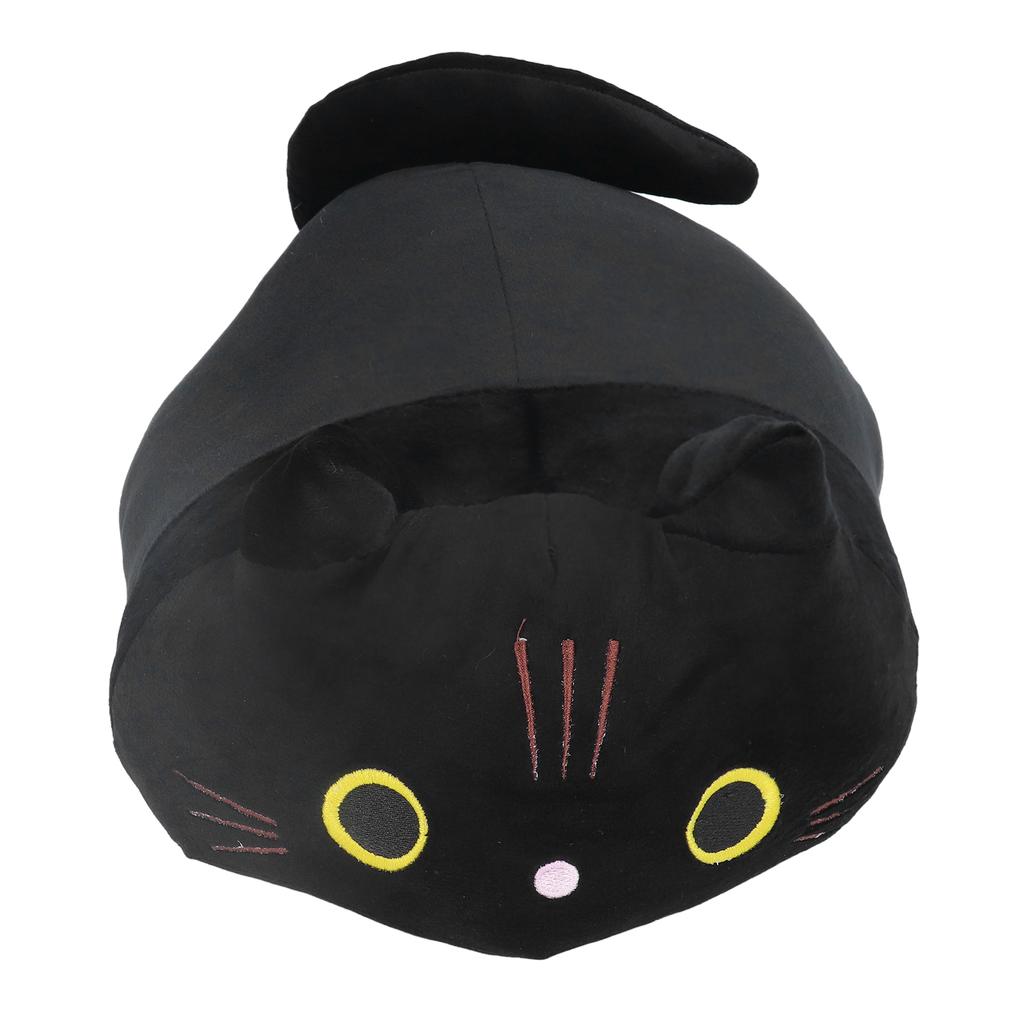 Cartoon Black Cat Pillow Toy Round Eyes Cute Expression Stuffed Animal Doll Toy for Home Decoration