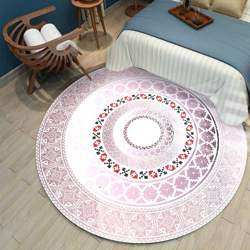 Ethnic Style Circular Living Room Carpet Nordic Bedroom Bedside Mat Dressing Table Computer Chair Floor Mat
