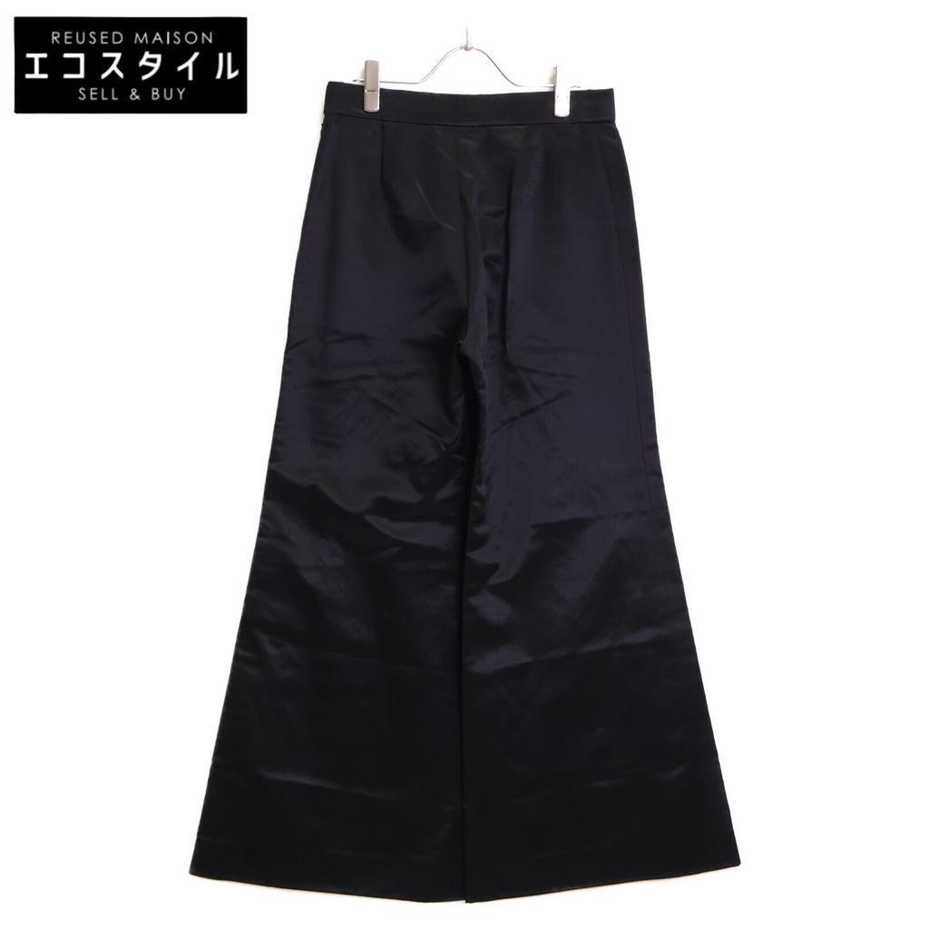 Chanel [Excellent Condition/Domestically Authorized/22 Stainless Steel] P72423V64121 Silk Blend Satin Pants with Lion Buttons Bottoms 38 blackUsed