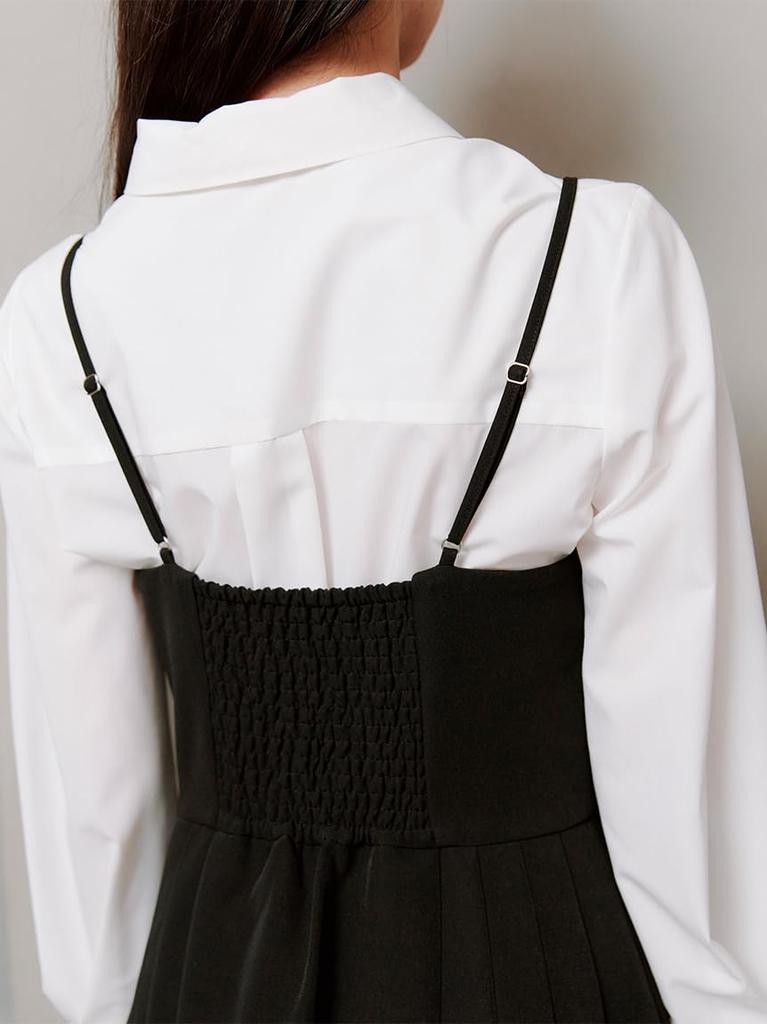 Pleated Mini Jumper Skirt SWFO254182BLK1