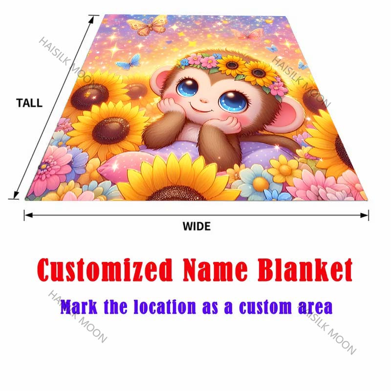 Little Monkey Butterfly Sunflower Fantasy Blanket Warm Soft for Sofa Bed Home Travel Camping Blanket All Seasons Luxury Gifts
