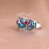 Sterling Silver S925 Koi Fish & Lotus Adjustable Ring - Retro Chinese Style